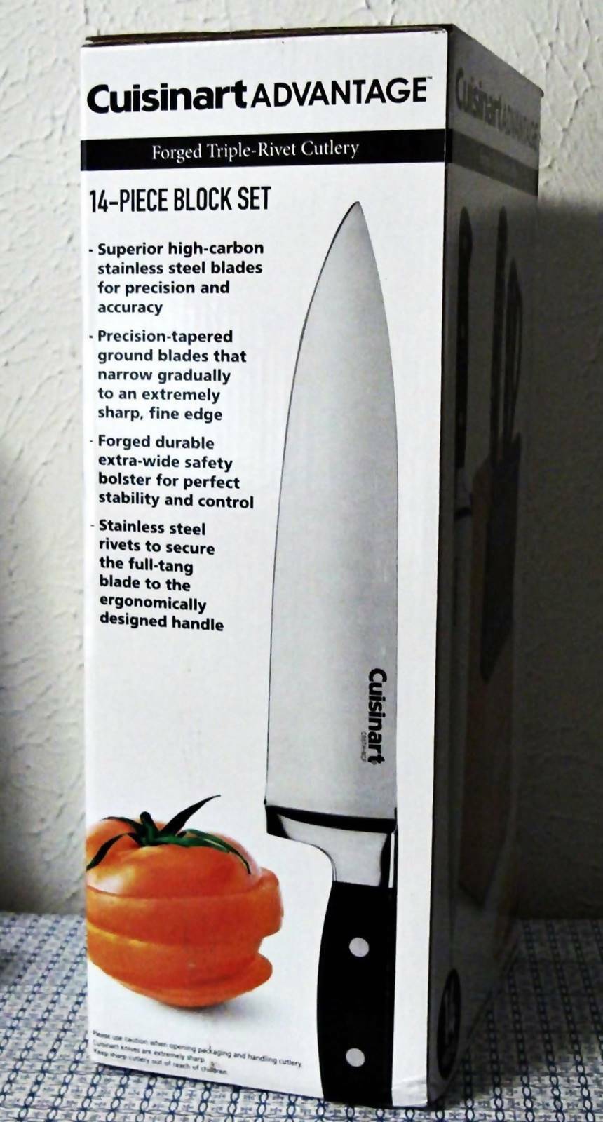 NEW CUISINART ADVANTAGE C55TR-14PCB 14-PIECE FORGED TRIPLE RIVET KNIFE BLOCK SET - Fresh Stock Dated December 2025