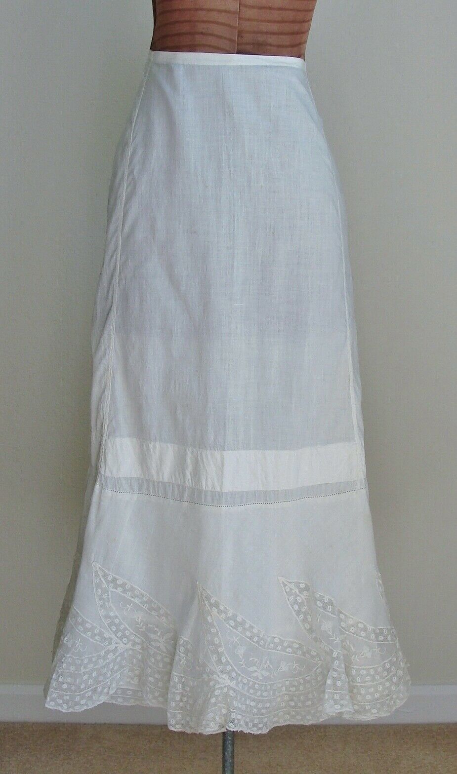 Antique Edwardian Cotton & Lace Flounce Petticoat Skirt Union Label - Fresh Stock Dated December 2025