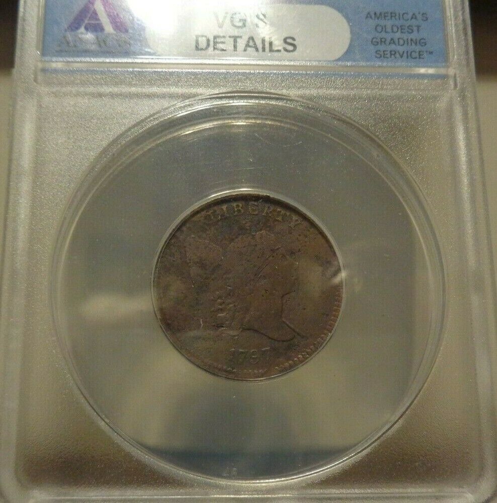 1797  ANACS VG 8 Details Liberty Cap Half Cent Coin 1/2c Plain Edge - Fresh Stock Dated February 2026