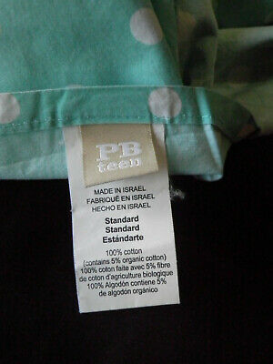 Pottery Barn Teen Dottie Standard Pillow Sham Pool Green White Polka Dot - Fresh Stock Dated December 2025