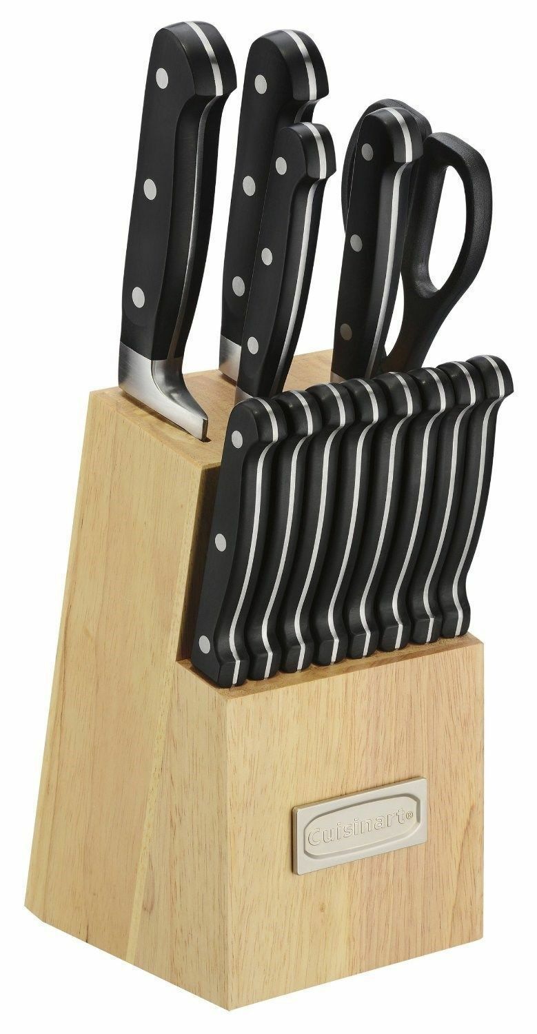 NEW CUISINART ADVANTAGE C55TR-14PCB 14-PIECE FORGED TRIPLE RIVET KNIFE BLOCK SET - Fresh Stock Dated December 2025