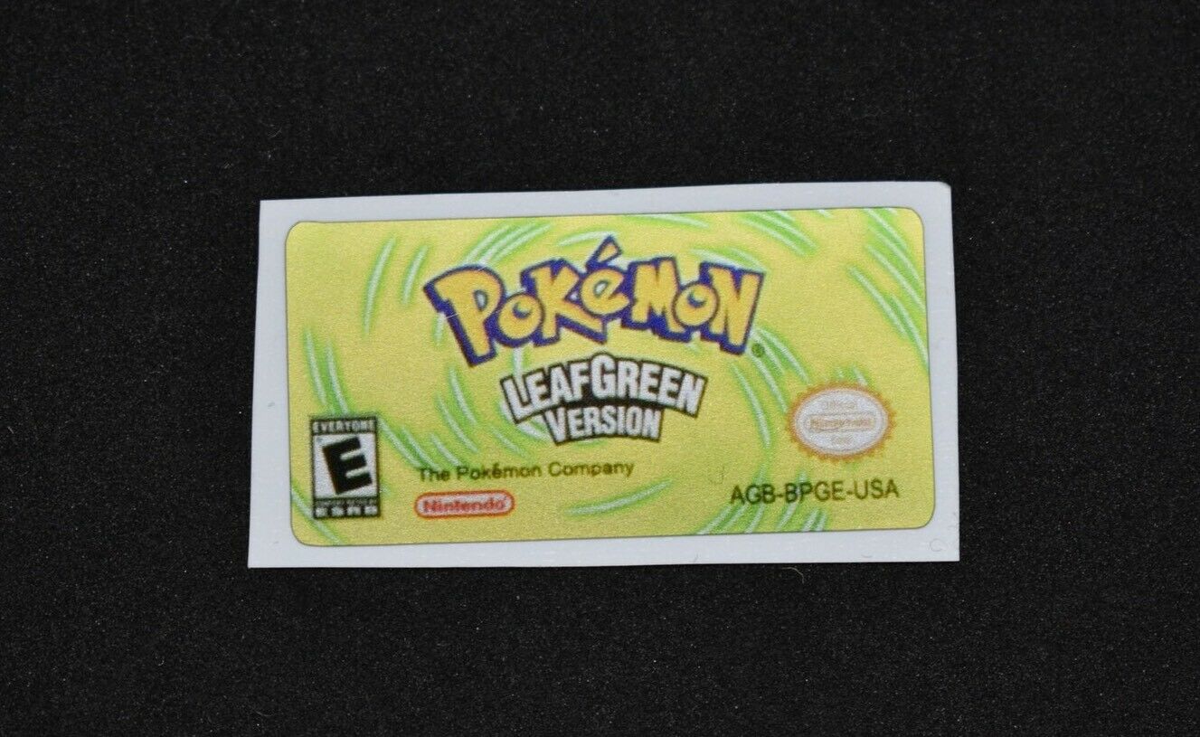 GBA Pokemon Leaf Green Version Replacement Label Decal foil Metalic Sticker - Fresh Stock Dated December 2025