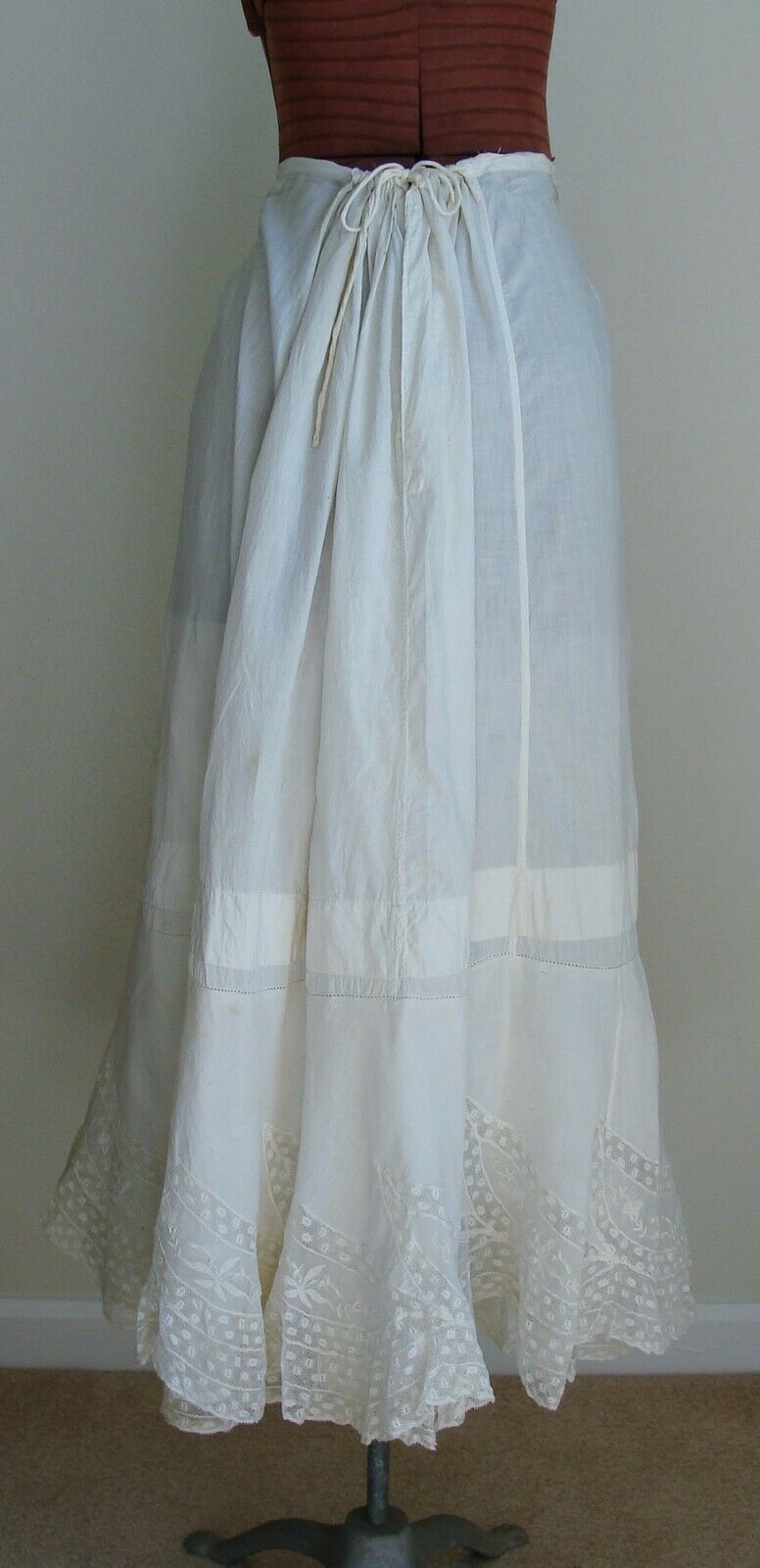 Antique Edwardian Cotton & Lace Flounce Petticoat Skirt Union Label - Fresh Stock Dated December 2025