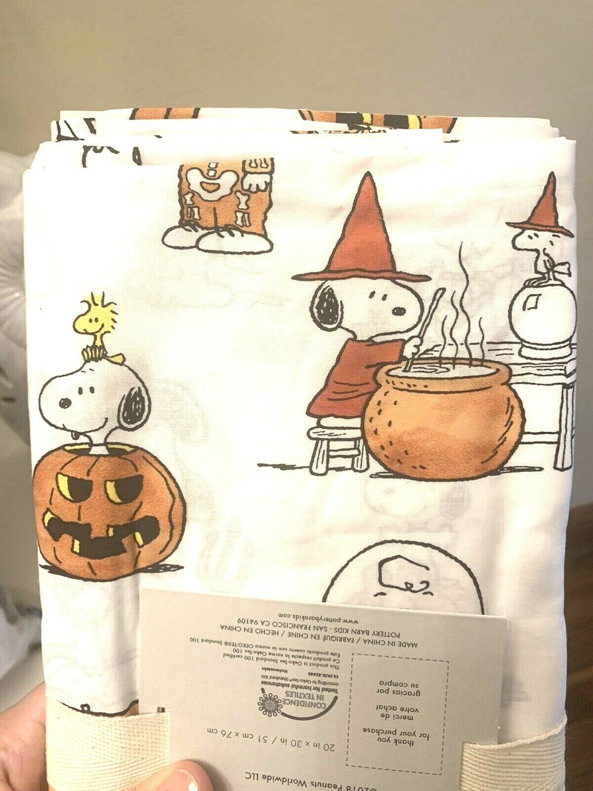 Pottery Barn kid Peanuts snoopy pillow case charlie brown halloween holiday gift - Fresh Stock Dated December 2025