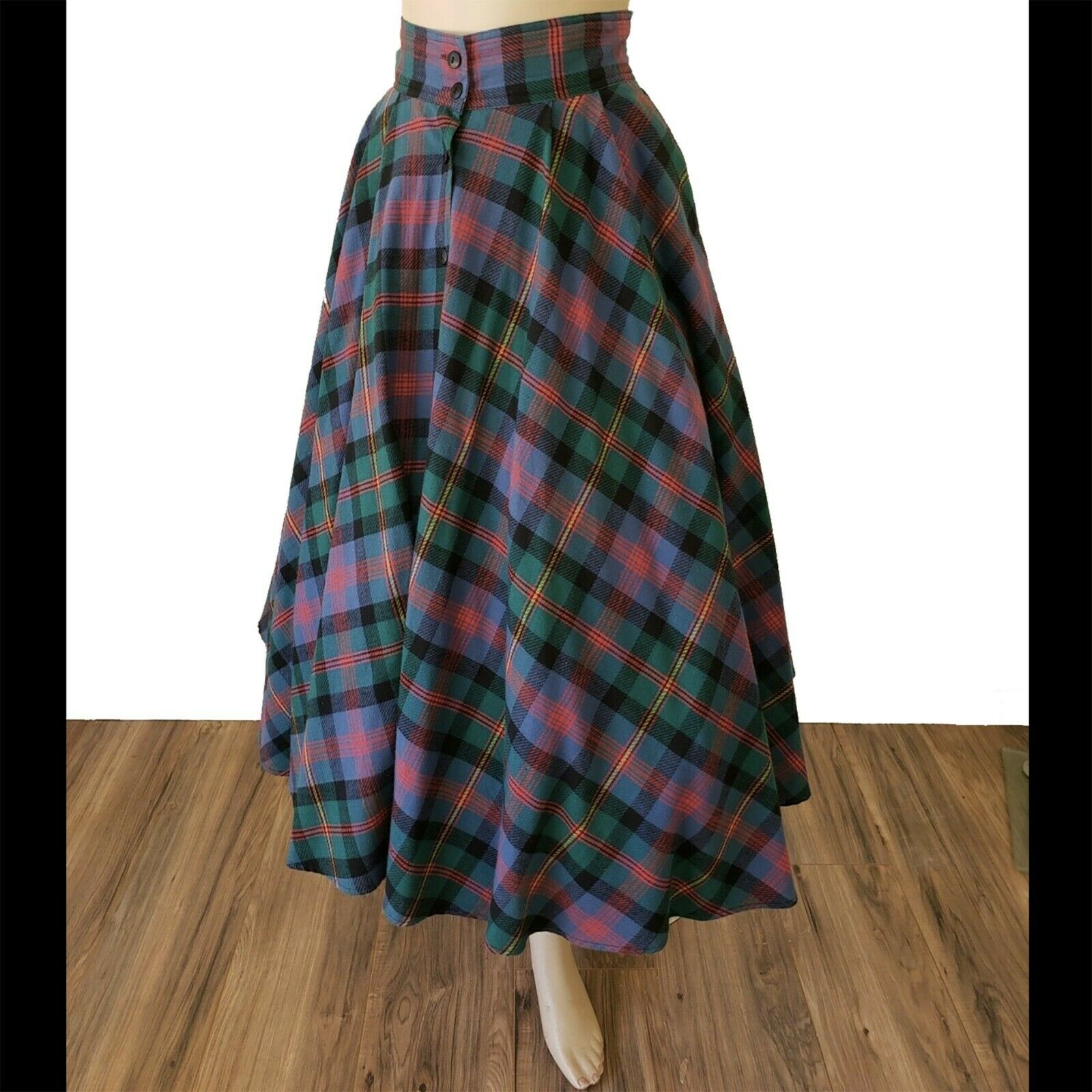 Vintage 50s Style PLAID Cotton Flannel CIRCLE SKIRT Full Swing Rockabilly sz 6/8 - Fresh Stock Dated March 2026