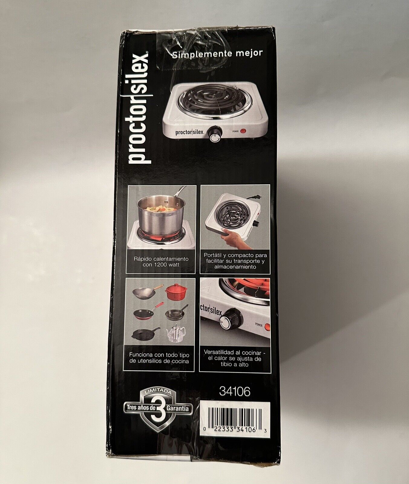 1200W PROCTOR SILEX Portable Electric Single Burner Cooktop Hot Plate Stove NEW! - Fresh Stock Dated December 2025