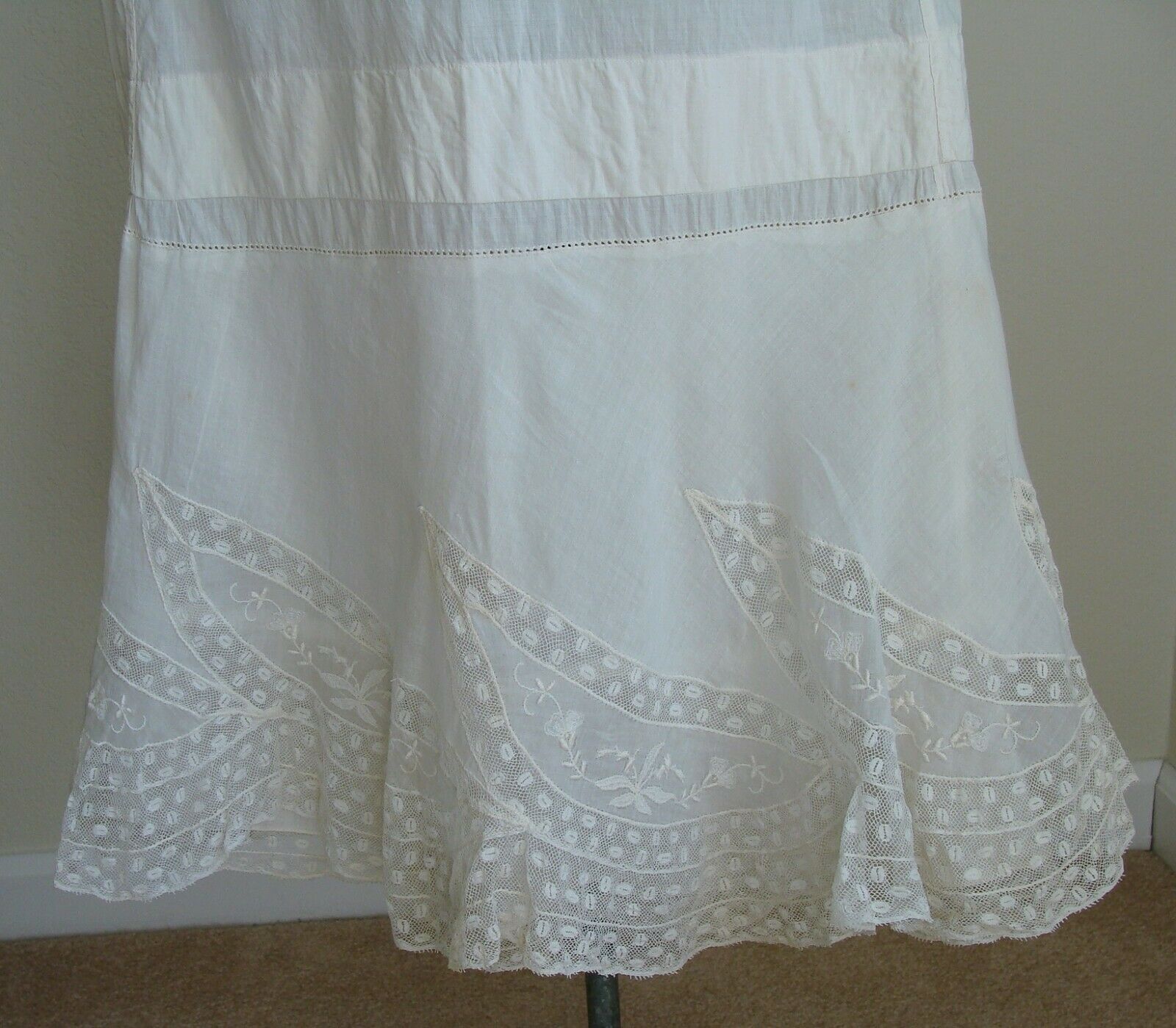 Antique Edwardian Cotton & Lace Flounce Petticoat Skirt Union Label - Fresh Stock Dated December 2025