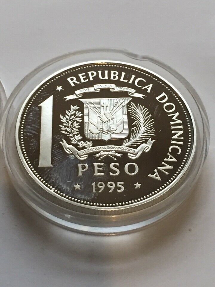 Dominican Republic 1 peso 1995 United Nations 50th Anniv. Silver Proof #5 - Fresh Stock Dated December 2025