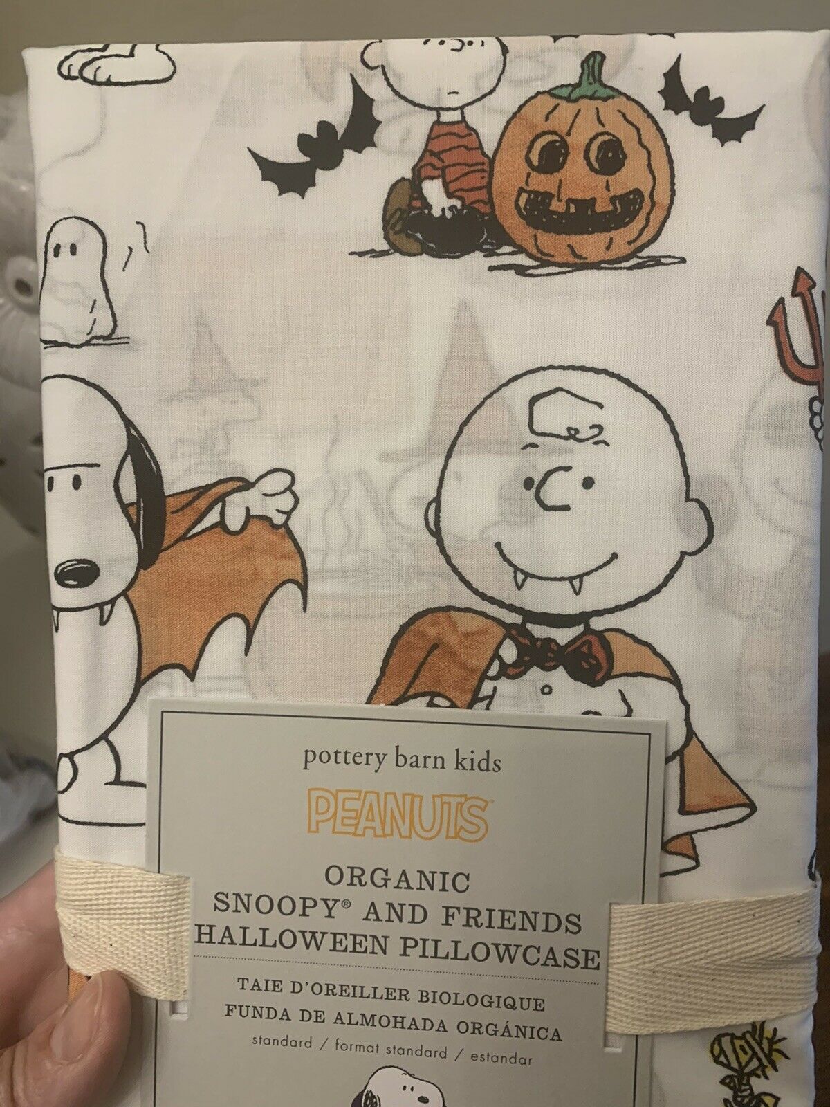 Pottery Barn kid Peanuts snoopy pillow case charlie brown halloween holiday gift - Fresh Stock Dated December 2025