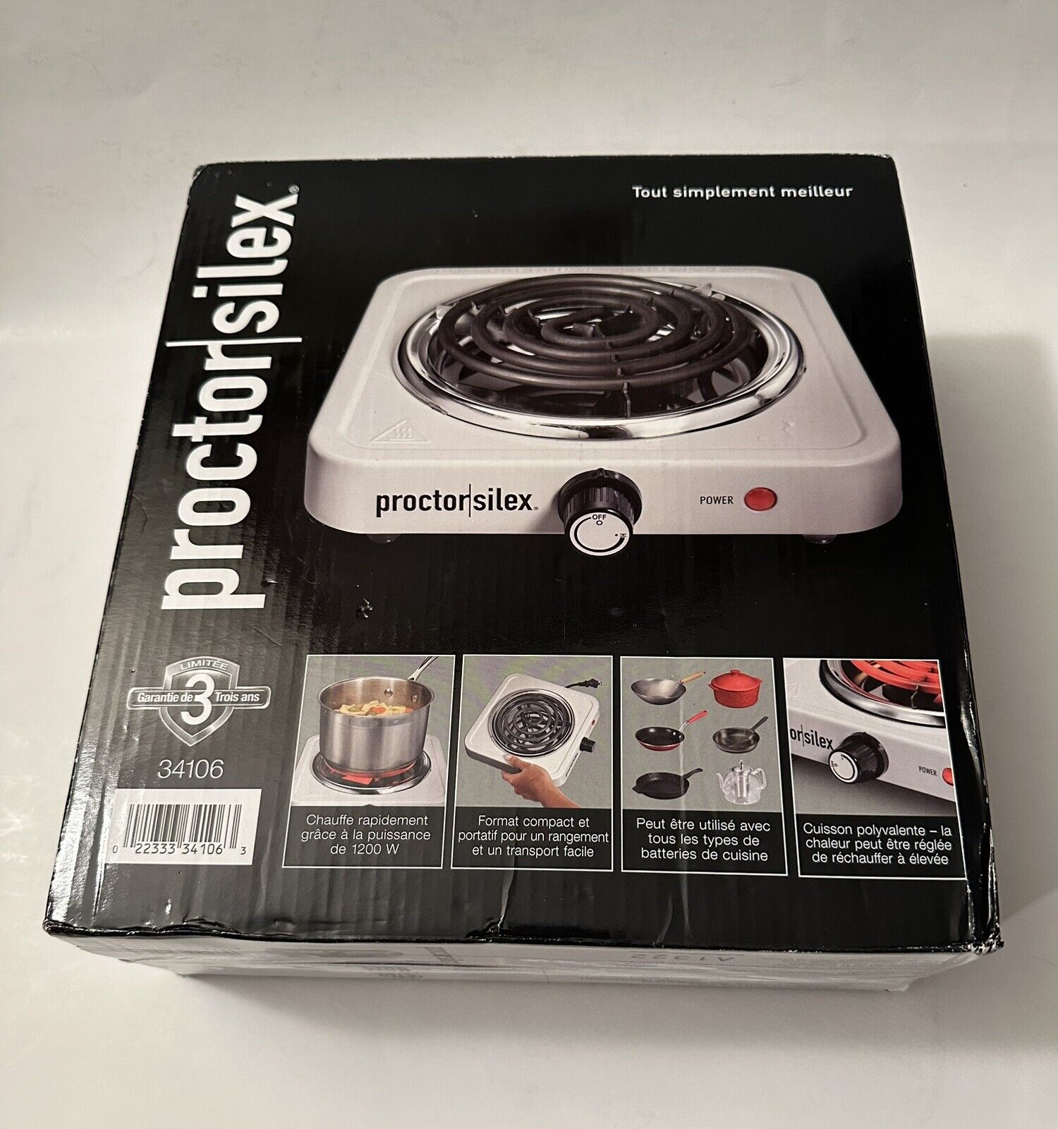 1200W PROCTOR SILEX Portable Electric Single Burner Cooktop Hot Plate Stove NEW! - Fresh Stock Dated December 2025