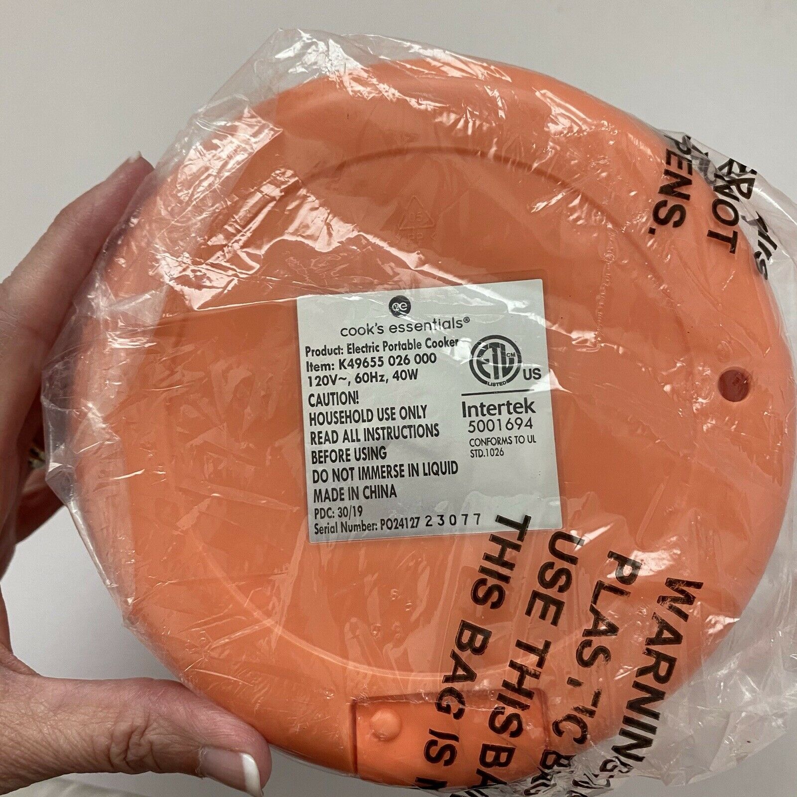 Cook’s Essentials Electric Portable Cooker Orange Item: K49655 026 000 - Fresh Stock Dated February 2026