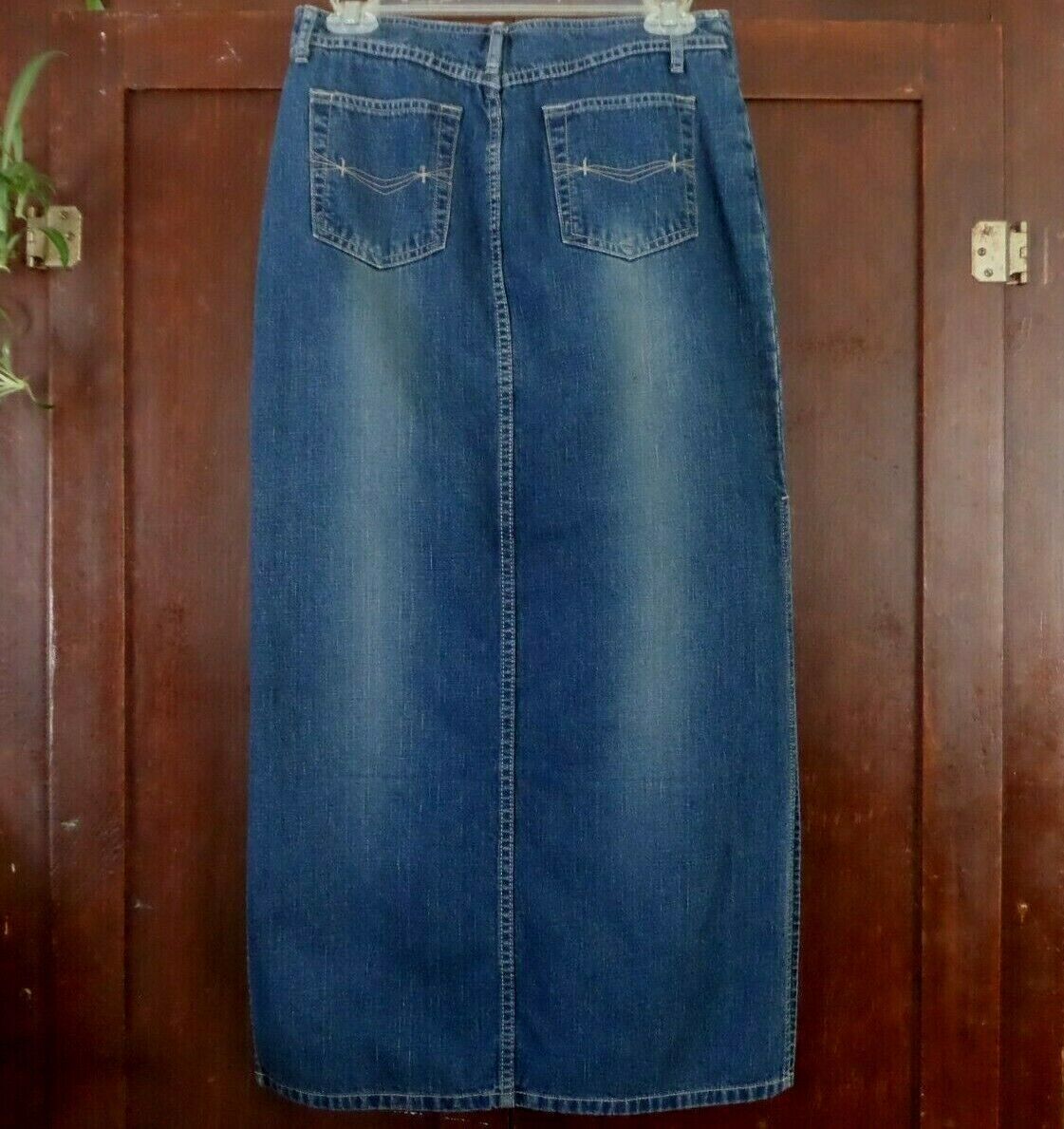 Vintage '90's LA Blues Long Denim Maxi Skirt w/ Pockets, High Side Slits, Size 6 - Fresh Stock Dated March 2026