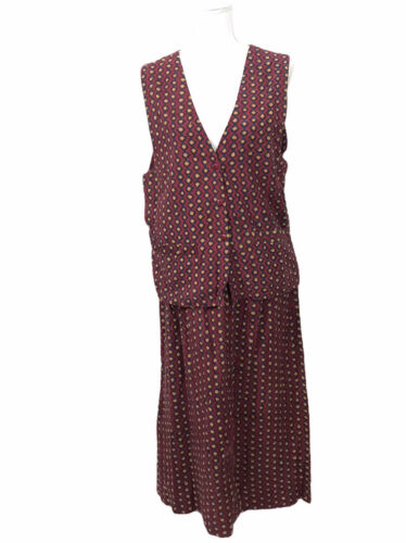 Vintage Anokhi Taraliya 2 Piece Set Midi Skirt And Vest Block Print Cotton 70s - Fresh Stock Dated February 2026