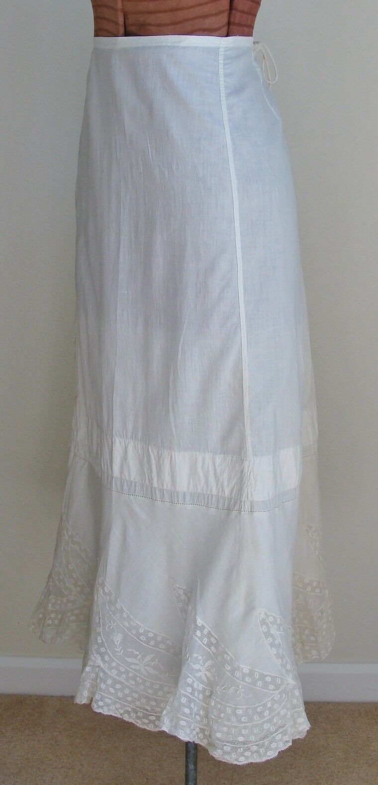 Antique Edwardian Cotton & Lace Flounce Petticoat Skirt Union Label - Fresh Stock Dated December 2025
