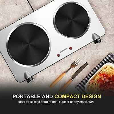 Electric Double Burner Hot Plate for Cooking, 1800W Portable Electric Stove, - Fresh Stock Dated December 2025