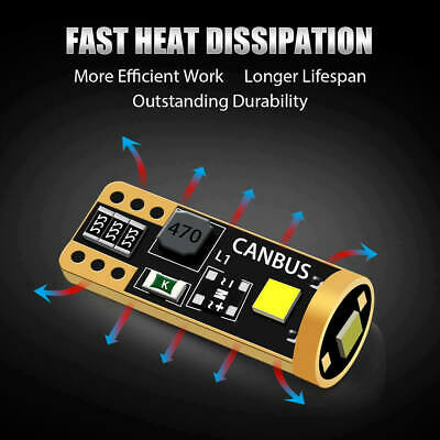 Canbus 168 192 2825 194 T10 LED Parking Light Bulbs Xenon White 6000K Bright 2x - Fresh Stock Dated February 2026