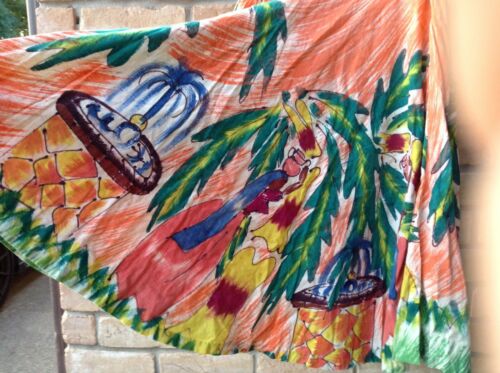 Vtg 50s Wearable Art Full Circle Skirt Sz S?Pinup Rockabilly VLV Swing MCM FLAWS - Fresh Stock Dated December 2025