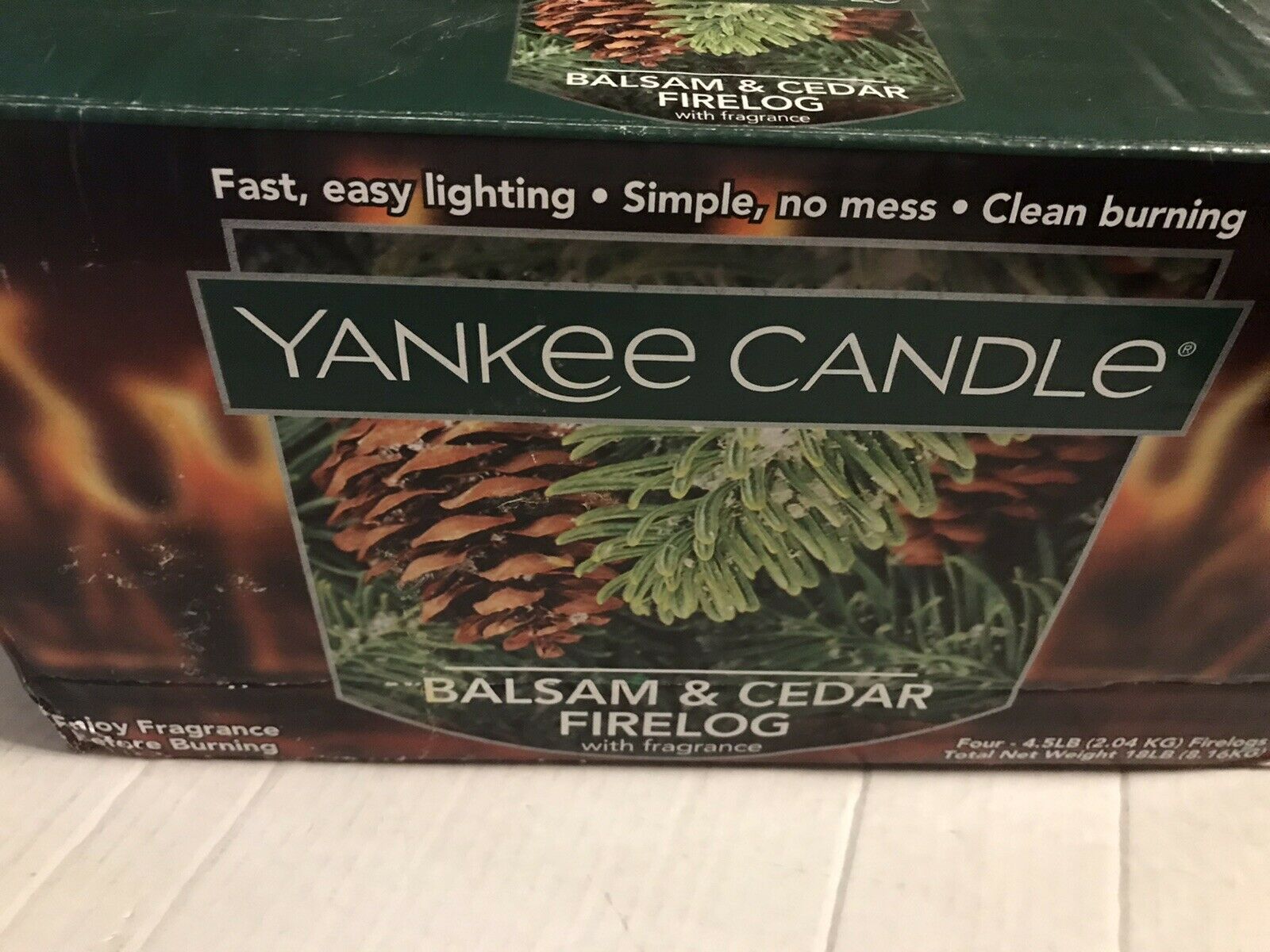4 Pack Firelogs Fire Log Yankee Candle Pine Mountain Balsam Cedar Fireplace New - Fresh Stock Dated December 2025