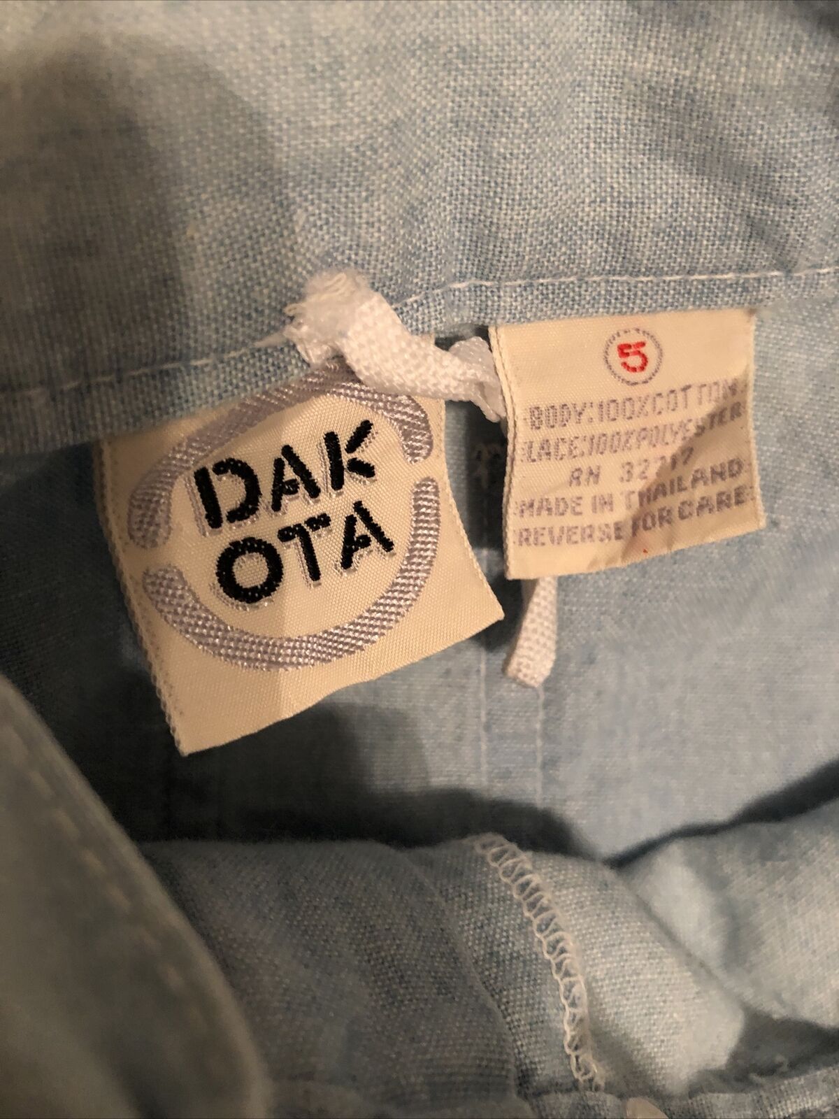 VTG 80s DAKOTA Chambray Skirt Hi-Waist Lace V Yoke Pockets Midi Prairie XS/XXS - Fresh Stock Dated March 2026