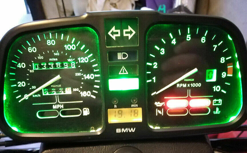BMW K75 K100 K1100 R65 Motorbike Green LED Instrument Gauge Cluster Upgrade Kit - Fresh Stock Dated February 2026