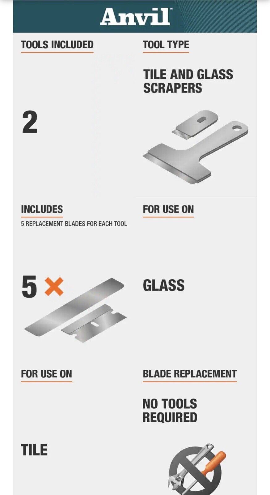 Anvil Glass/Tile Scraper Combo Kit - Fresh Stock Dated February 2026