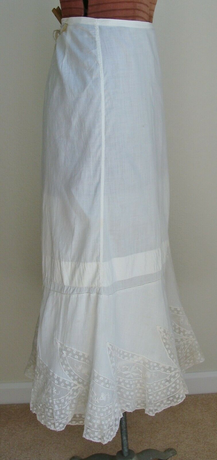 Antique Edwardian Cotton & Lace Flounce Petticoat Skirt Union Label - Fresh Stock Dated December 2025