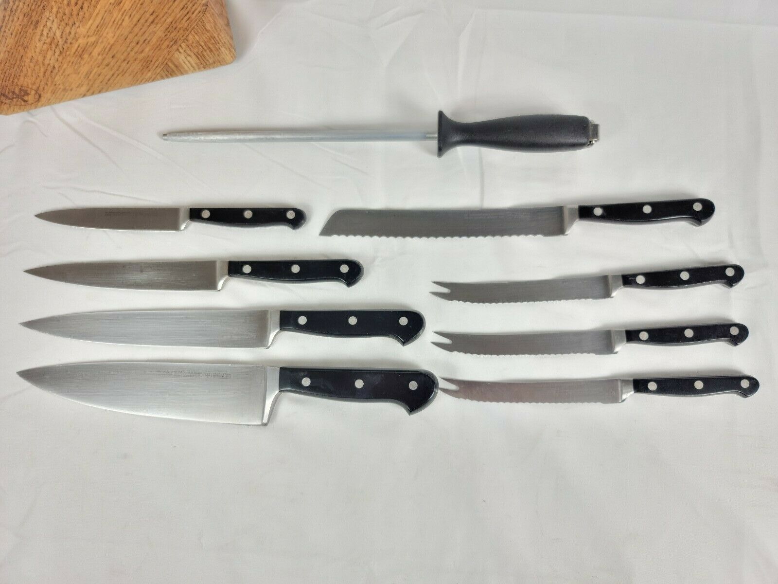 Wusthof Trident 9pc Knife Set with Original Block and Ceramic Sharpener - Fresh Stock Dated December 2025