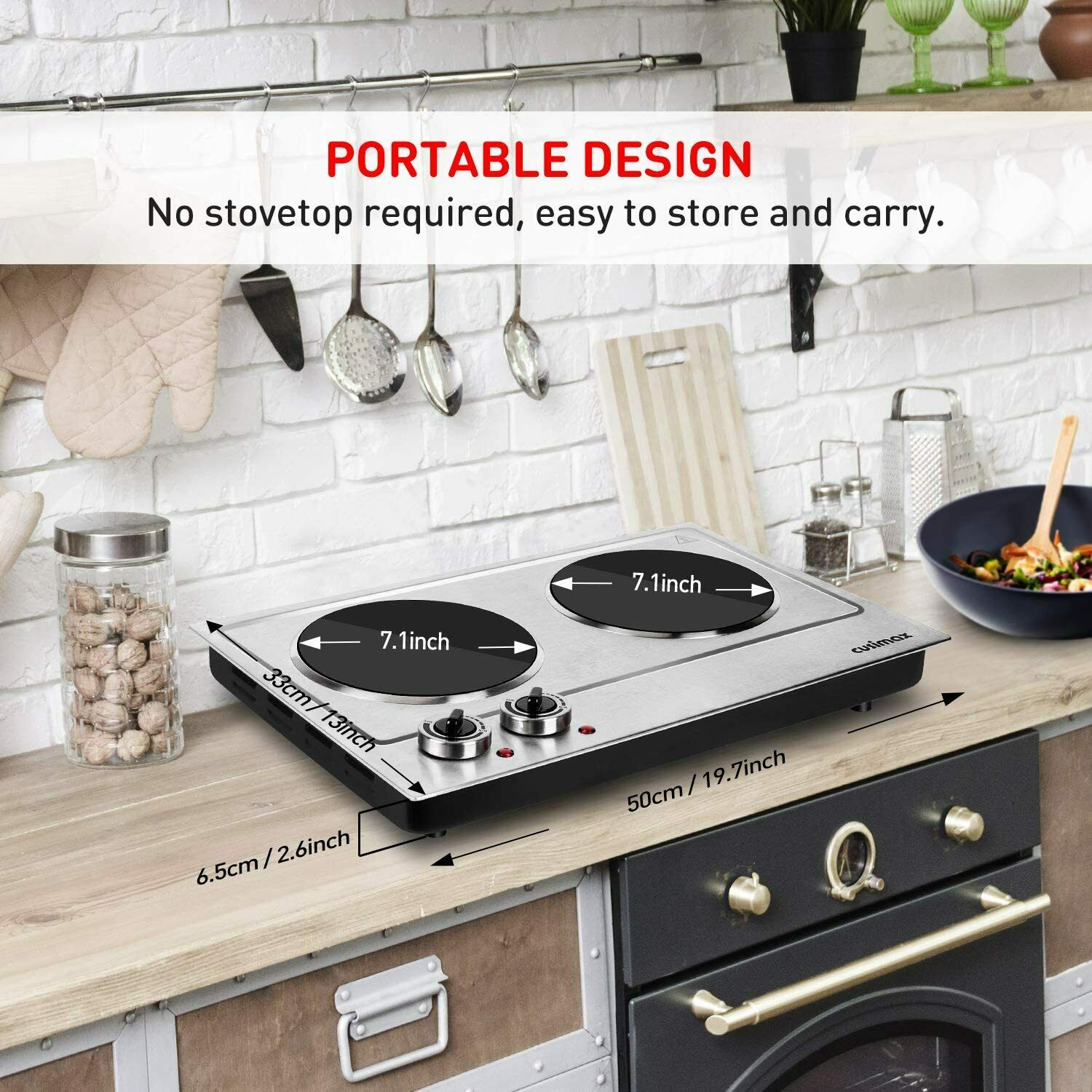 Cusimax Hot Plate, 1800W Ceramic Electric Double Burner for Cooking, Infrared - Fresh Stock Dated December 2025
