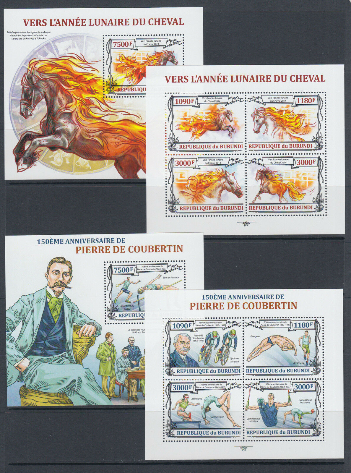 Burundi Sc 1341-1380 MNH. 2013 Russian & Chinese PHILEX, cplt set of 40 s/s, VF - Fresh Stock Dated January 2026