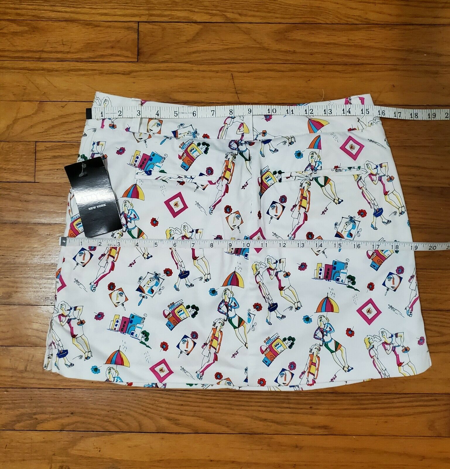 NOS Vintage Y2K High Rise Mini Skort Skirt + Shorts Retro Graphic - 4 / Medium - Fresh Stock Dated February 2026