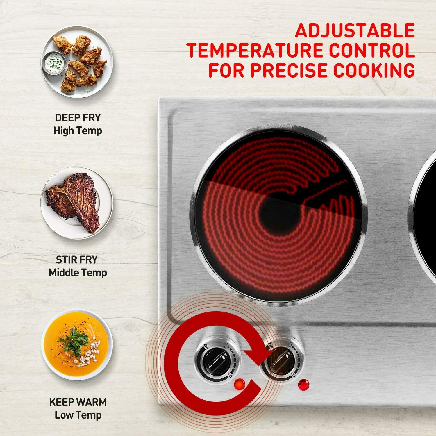 Cusimax Hot Plate, 1800W Ceramic Electric Double Burner for Cooking, Infrared - Fresh Stock Dated December 2025