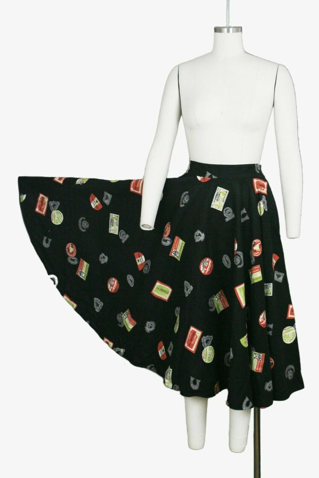 Vintage 1950s Novelty Print Felt Circle Skirt - Fresh Stock Dated February 2026