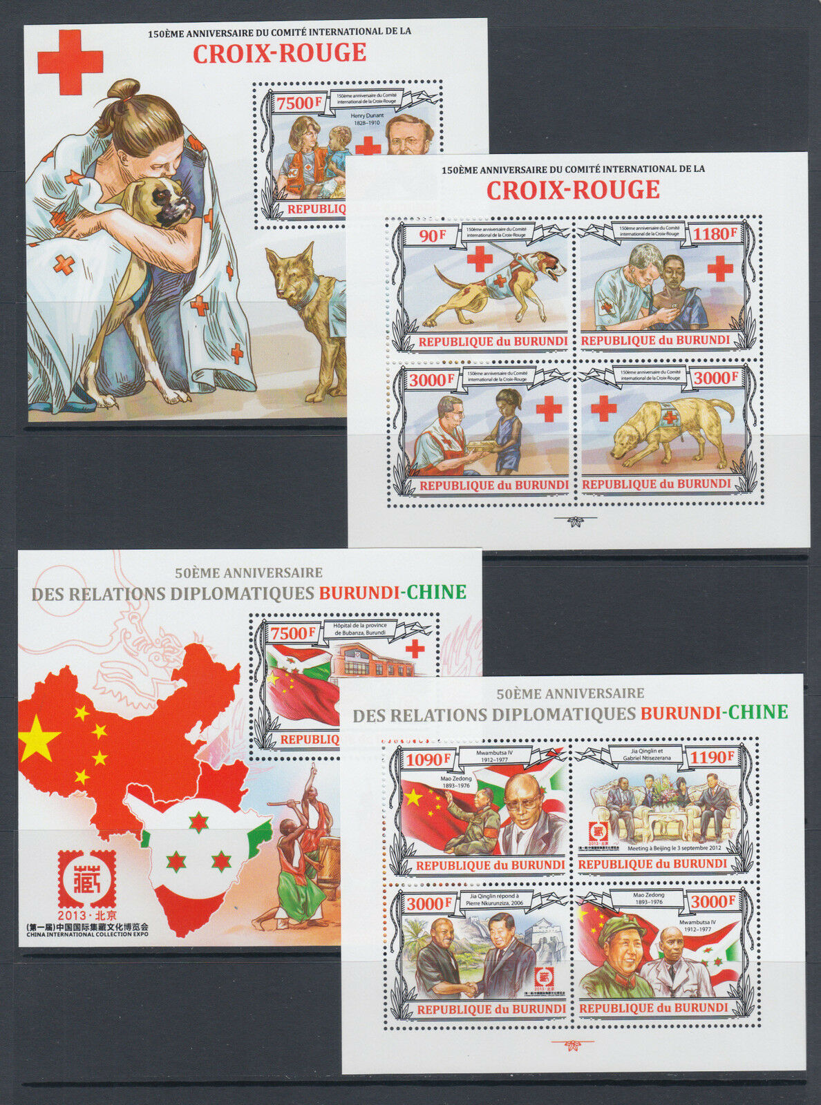 Burundi Sc 1341-1380 MNH. 2013 Russian & Chinese PHILEX, cplt set of 40 s/s, VF - Fresh Stock Dated January 2026