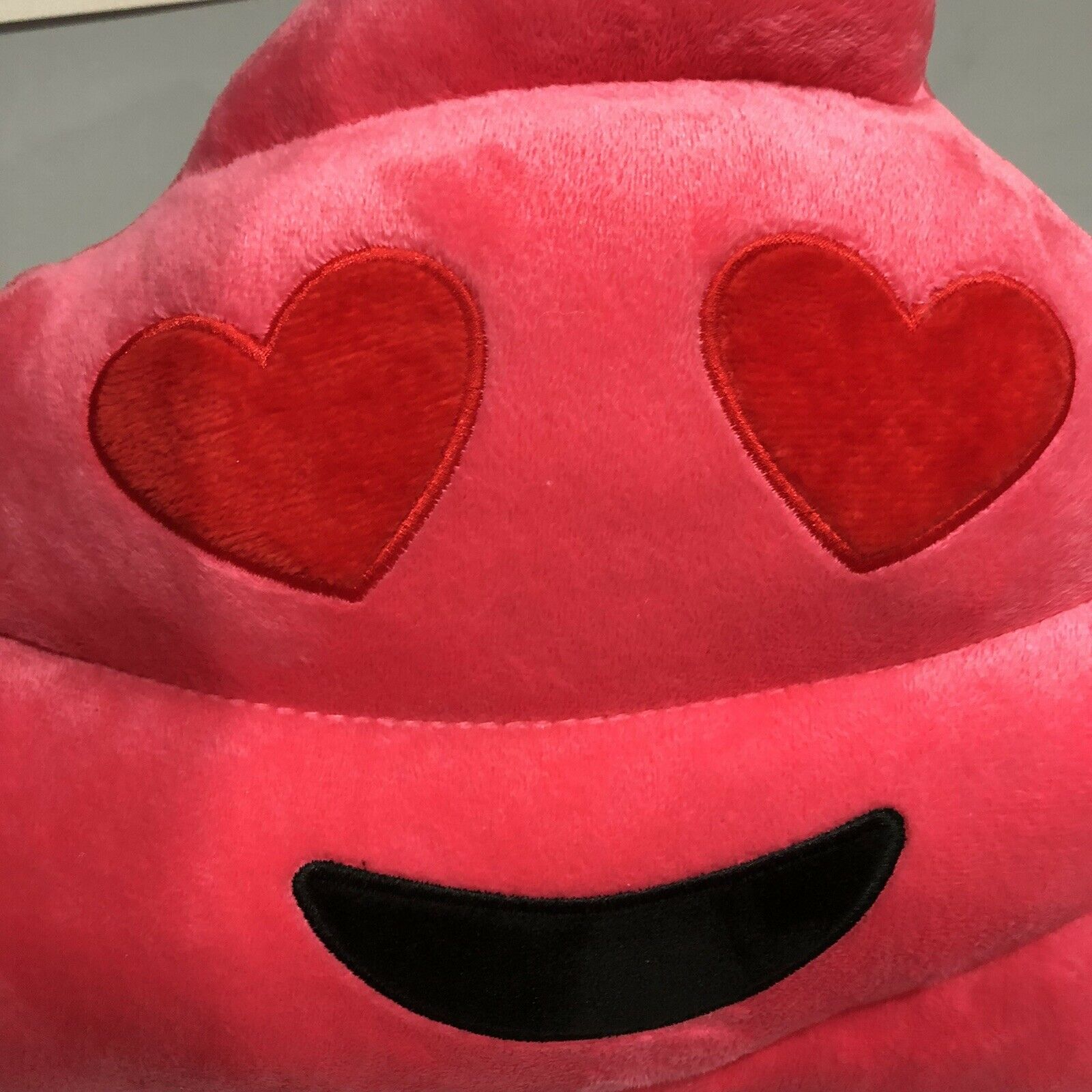 Pink Emoji Poop Pillow Heart Eyes Black Mouth Hot Pink Soft Clean 13” - Fresh Stock Dated December 2025