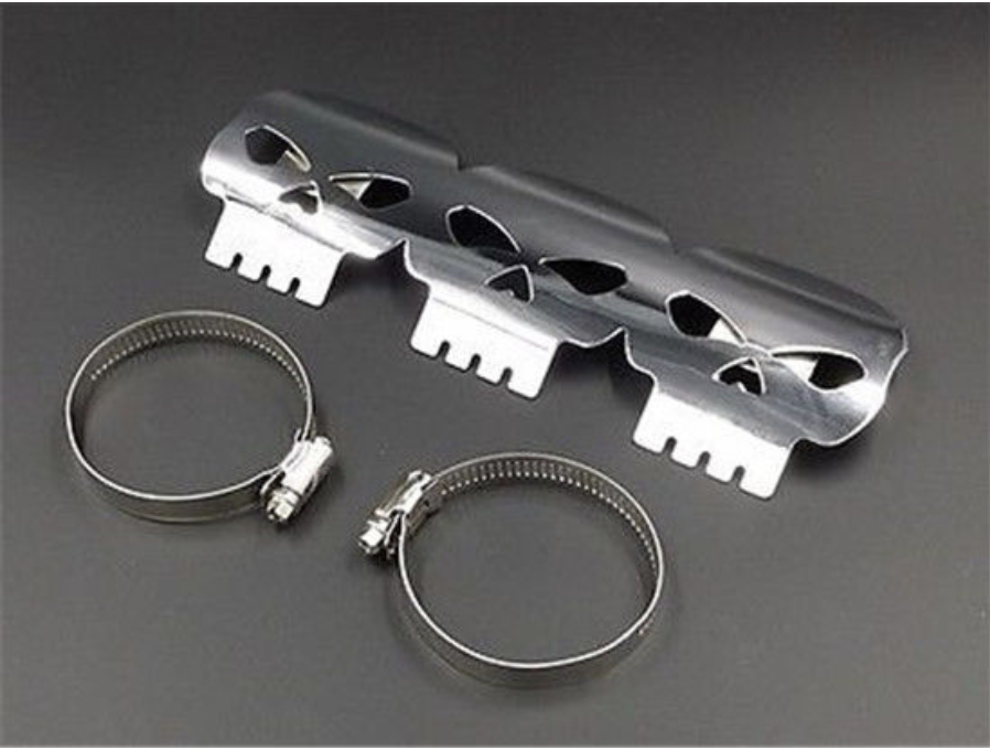 Exhaust Muffler Pipe Heat Shield Cover Heel Guard For Motorcycle Chopper Custom - Fresh Stock Dated February 2026