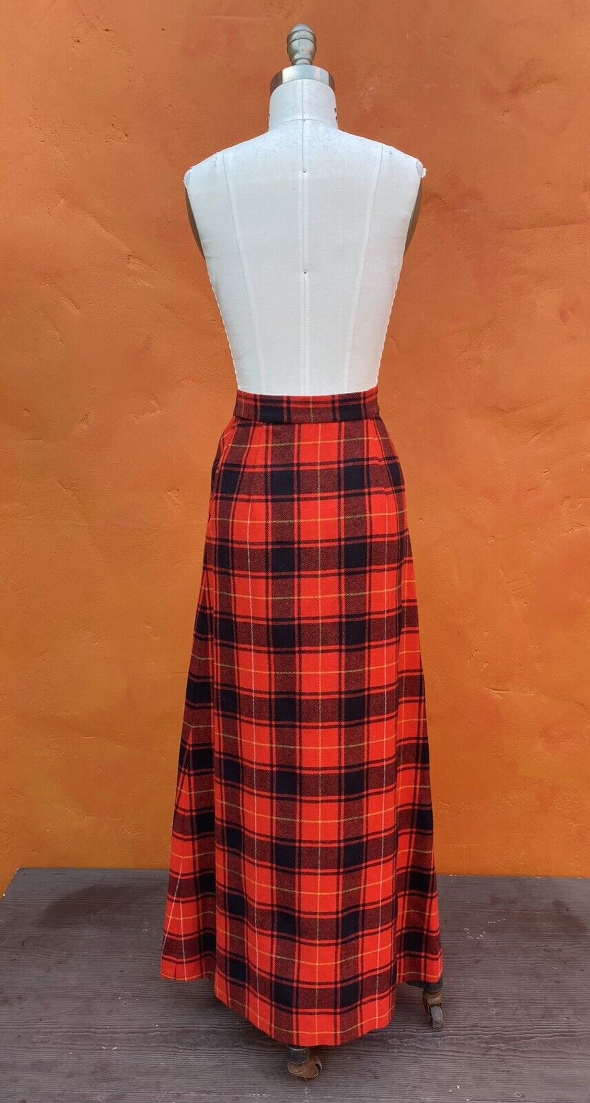 Vintage Pendleton USA 100% Wool Long Maxi Skirt Red Plaid Tartan 1960s 1970s - Fresh Stock Dated March 2026