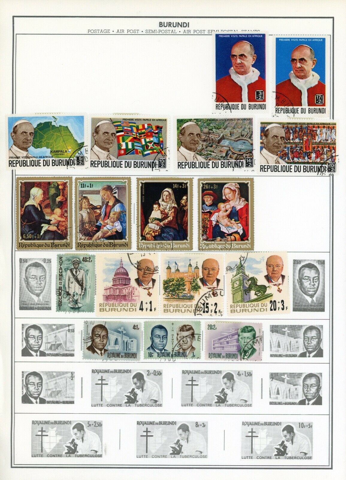 BURUNDI--Lot of 88 different stamps mounted on Pages - Fresh Stock Dated December 2025