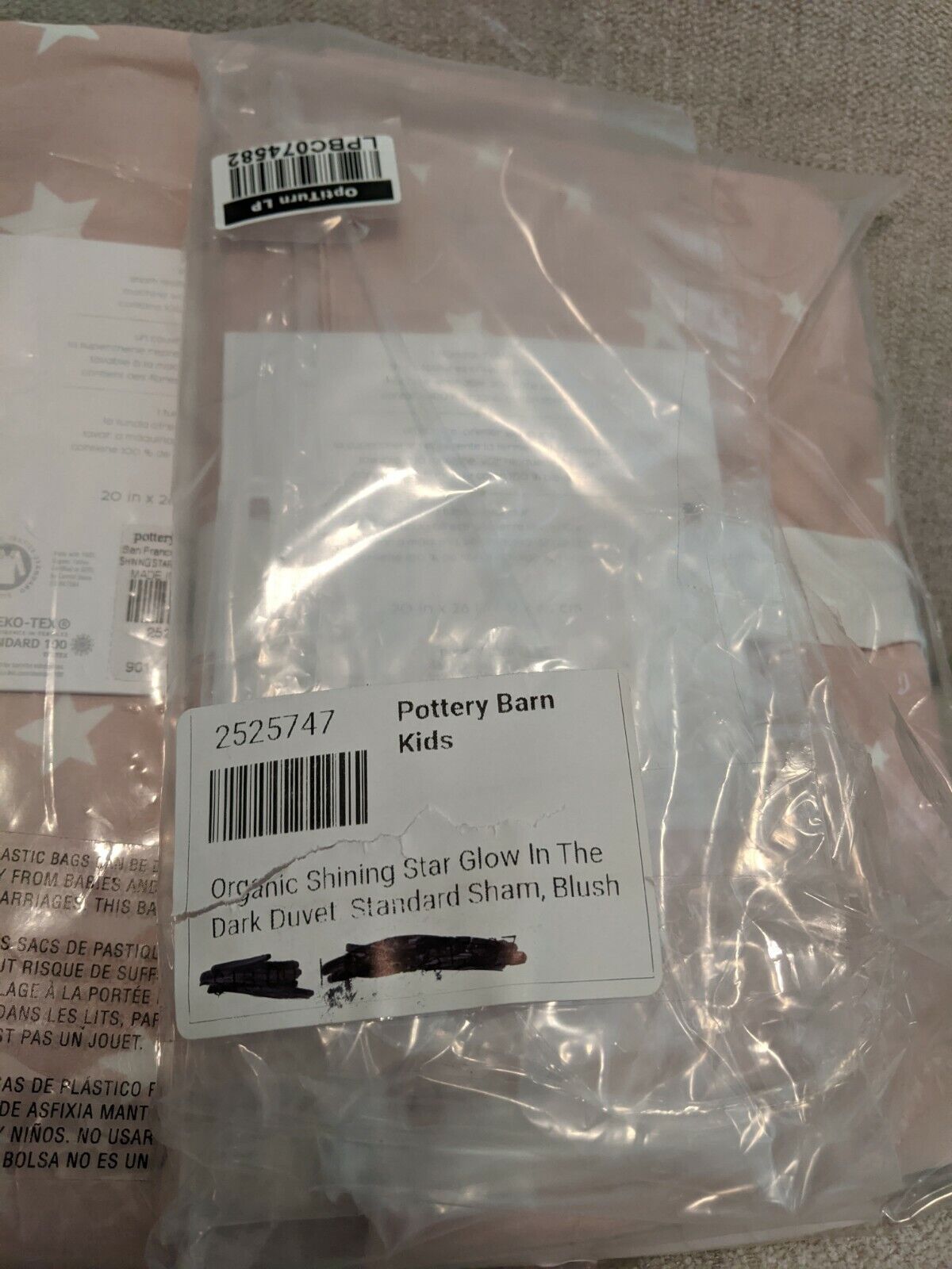 pottery barn kids shining star organic pillow sham pink blush glow in the dark - Fresh Stock Dated February 2026