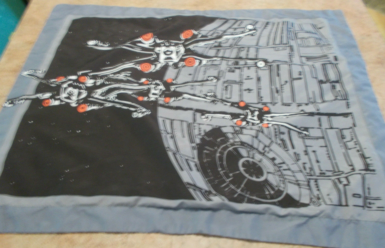 Star Wars Pillow Sham / Pillowcase Grey Black Death Star With X-Wing Fighters - Fresh Stock Dated December 2025