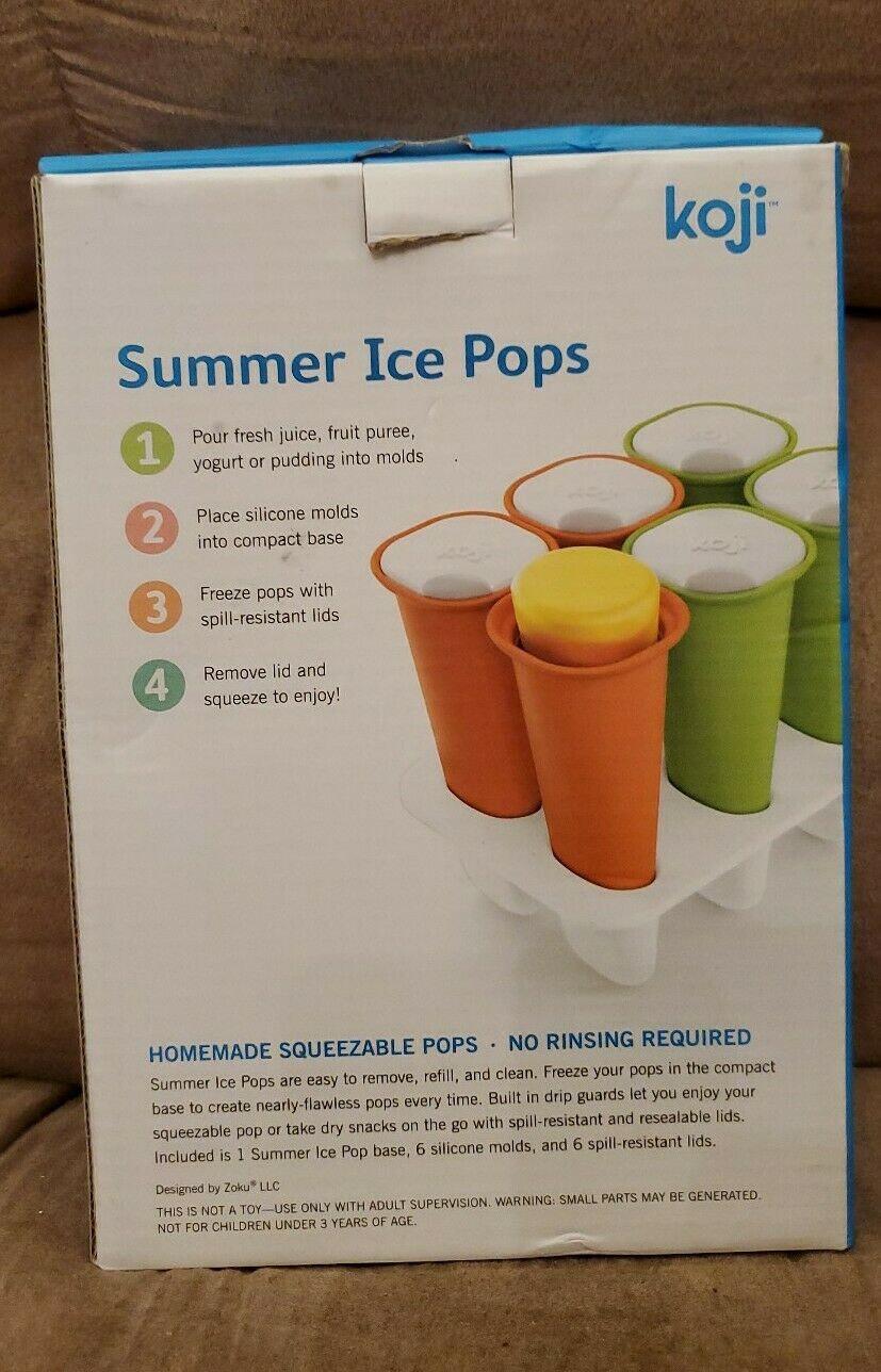 BRAND NEW Koji Summer Ice Pops 6 Silicone Molds - Fresh Stock Dated February 2026