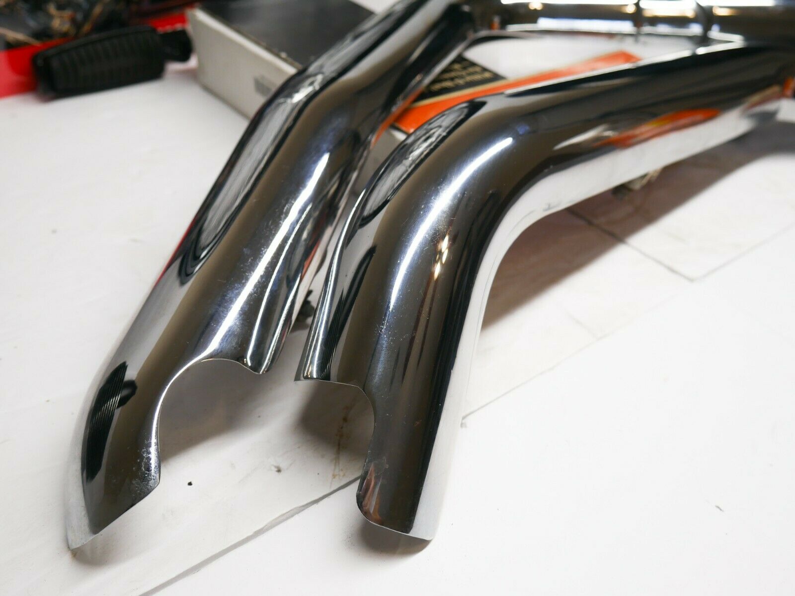 OEM 06-17 Harley Sportster 1200 & 883 Exhaust Header Pipe Heatshield Set Chrome - Fresh Stock Dated February 2026
