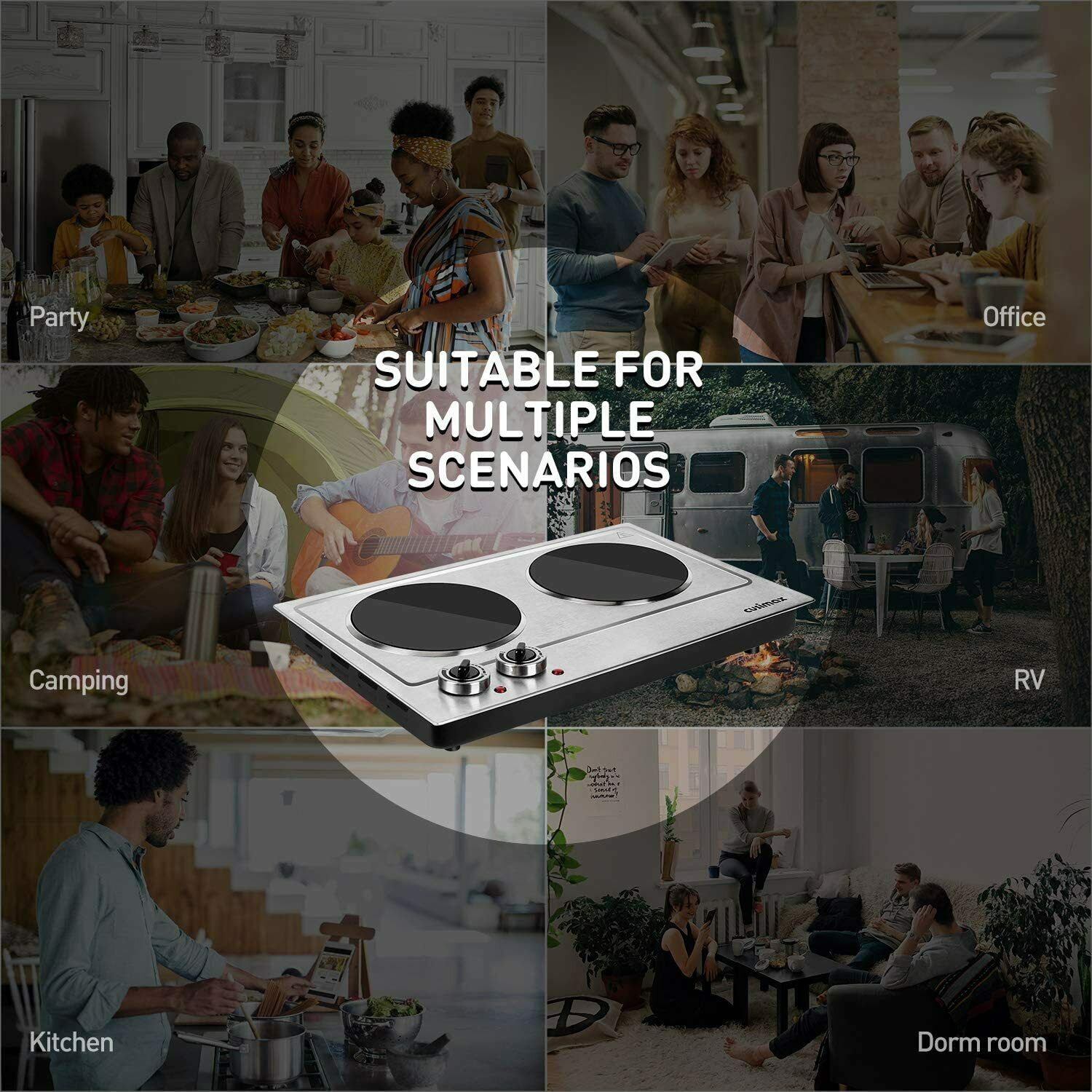 Cusimax Hot Plate, 1800W Ceramic Electric Double Burner for Cooking, Infrared - Fresh Stock Dated December 2025