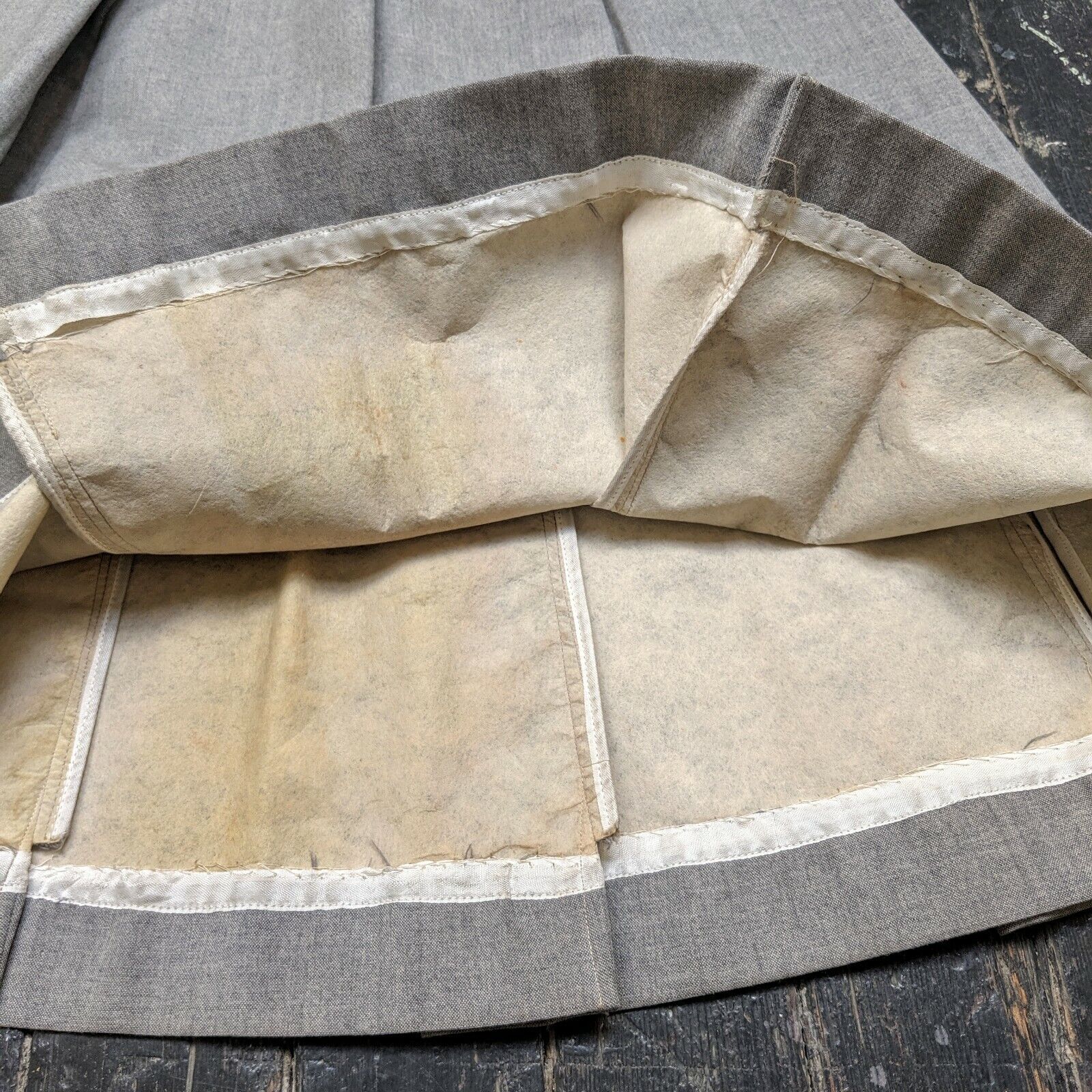 Vintage 1950s Medium Grey Wool Pleated Midi Skirt - Fresh Stock Dated December 2025