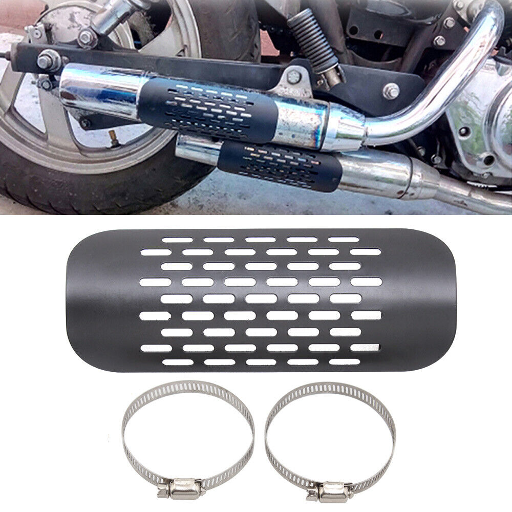Universal Black Exhaust Muffler Pipe Heat Shield Cover Heel Guard For Motorcycle - Fresh Stock Dated February 2026