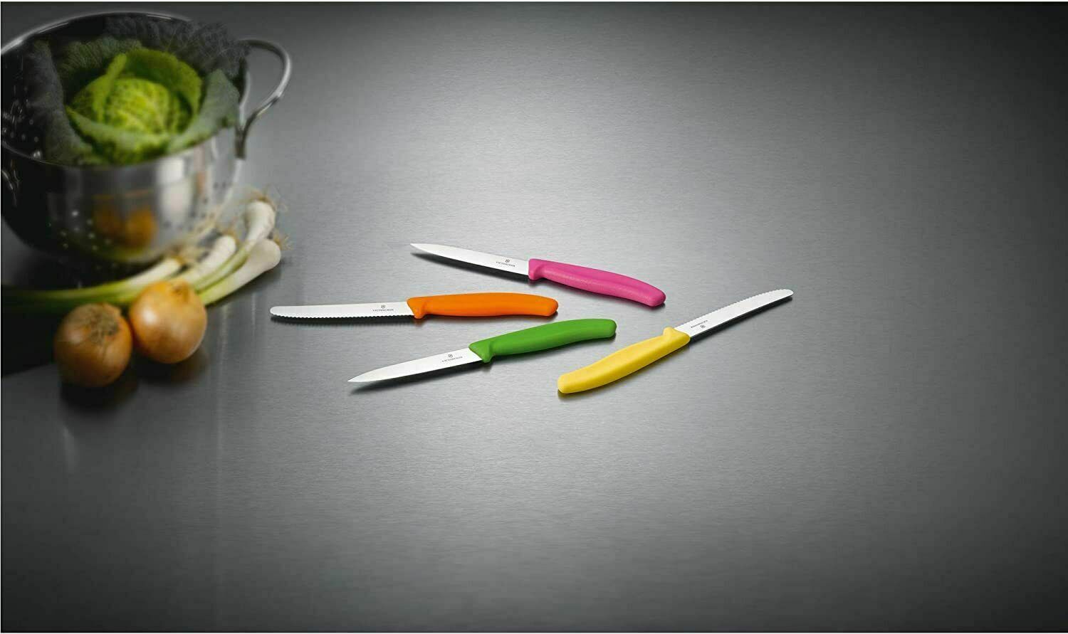 VICTORINOX Swiss Made 3-1/4 Inch Blade Kitchen Paring Knife- Serrated With Point - Fresh Stock Dated December 2025