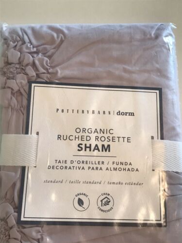 POTTERY BARN DORM Teen Organic Ruched Rosette Sham STANDARD NEW Purple 26X20 - Fresh Stock Dated December 2025