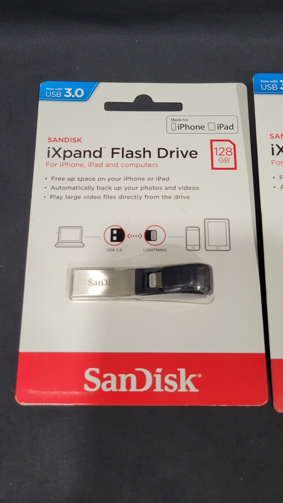 New SanDisk 128GB and 64GB iXpand Flash Drives, USB 3.0 - Fresh Stock Dated February 2026