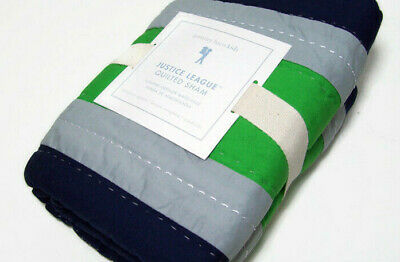 Pottery Barn Kids Justice League Stripes Quilted Euro Pillow Cover Sham New - Fresh Stock Dated December 2025