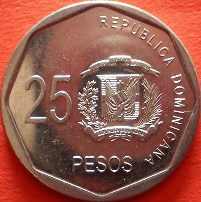 DOMINICAN REPUBLIC 25 PESOS 2008 Dominicana Dominikanische Dominicaine Dom Rep - Fresh Stock Dated December 2025