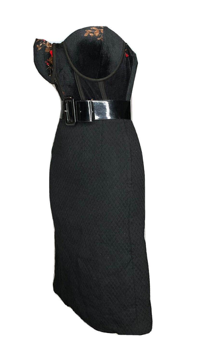 Vintage 1950s Rockabilly Pinup Textured Cotton Sz Xxs Black Wiggle Skirt - Fresh Stock Dated March 2026